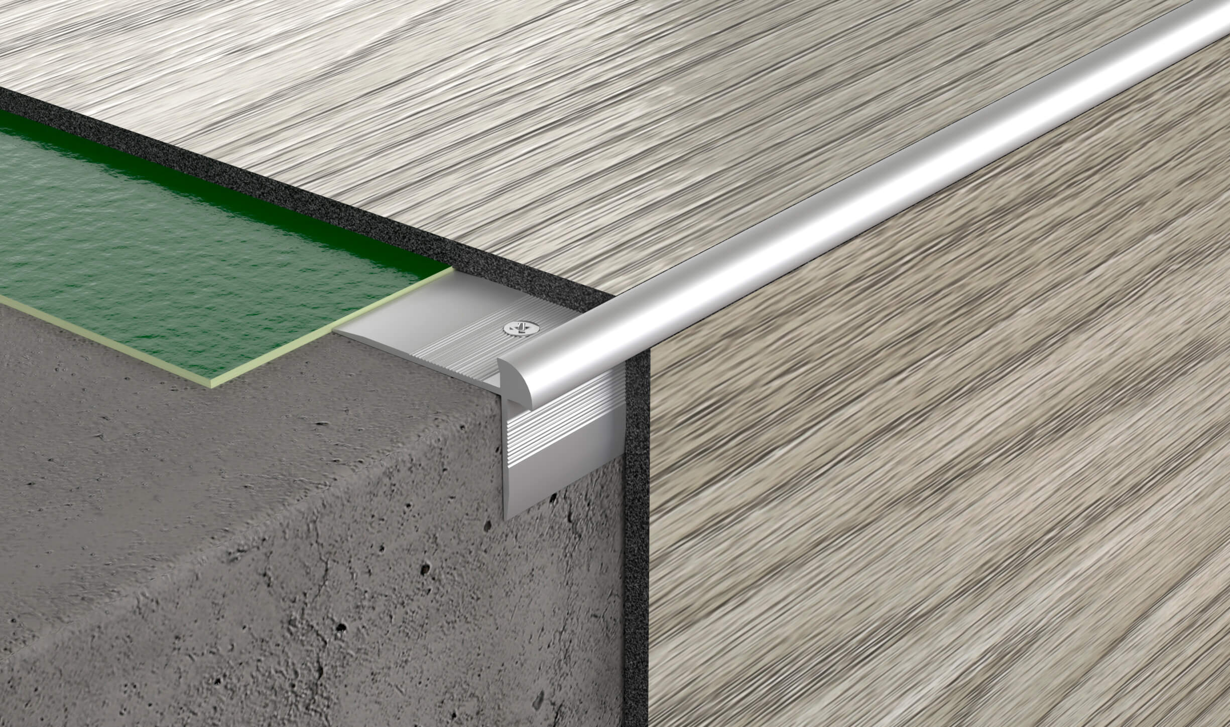 Profil do paneli LVT schodowy krawędziowy aluminium